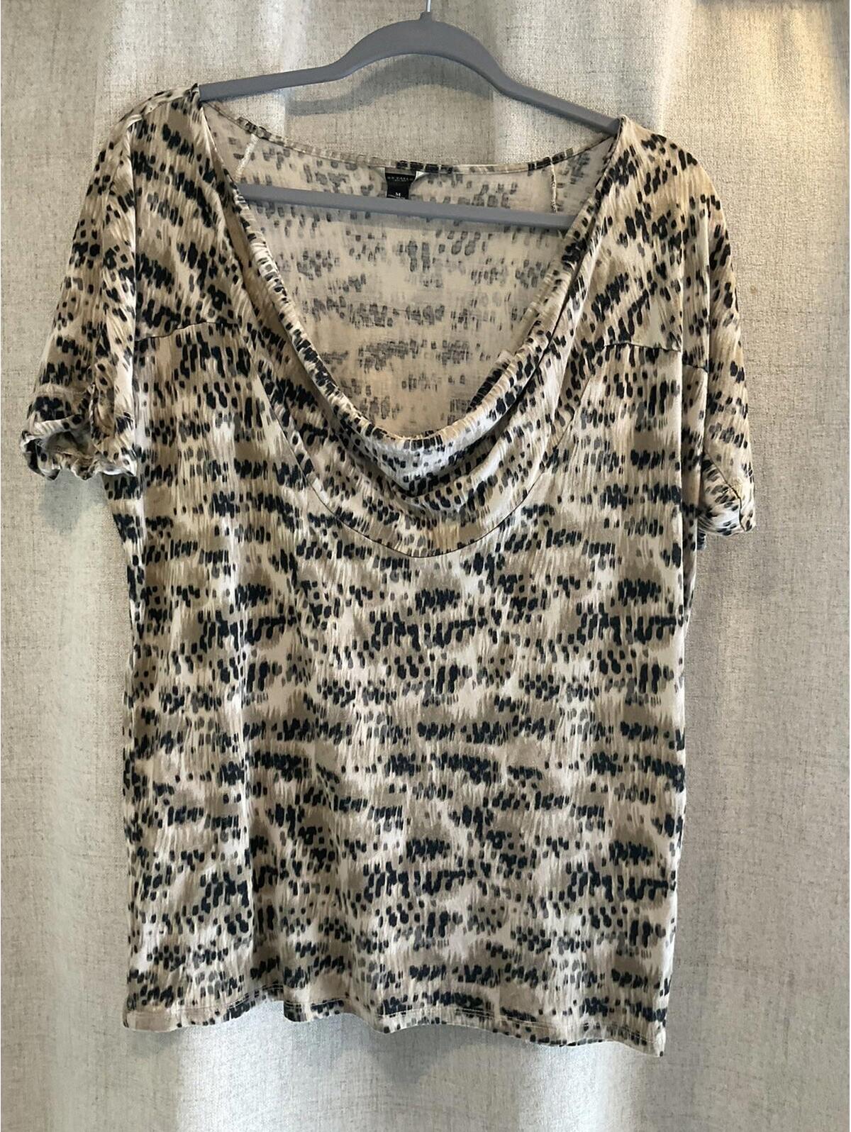 Ann Taylor Womens Cowl Neck Short Sleeve Blouse Size M